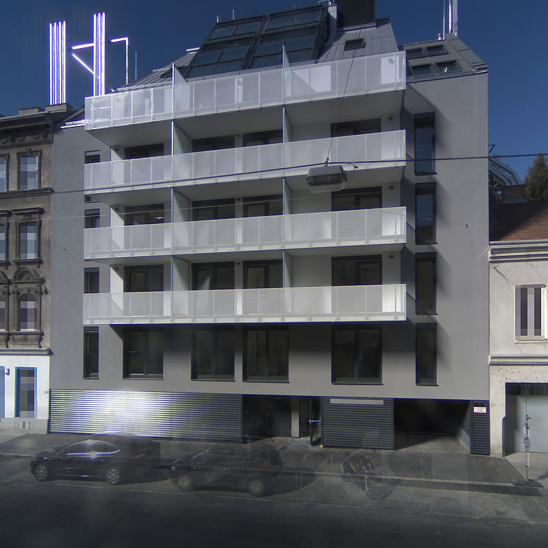 Livebild Baukamera 1 - Webcam 'Ansicht Straßenseite' - Baustelle Neubau Schüttaustraße 56, 1220 Wien (ca. 5 Minuteninterval)